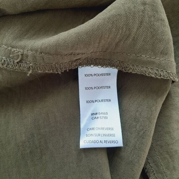 TOMMY HILFIGER | Puff Sleeve w/ Belt Flowy Light Knee Length Midi Dress Green 6 - Picture 14 of 14